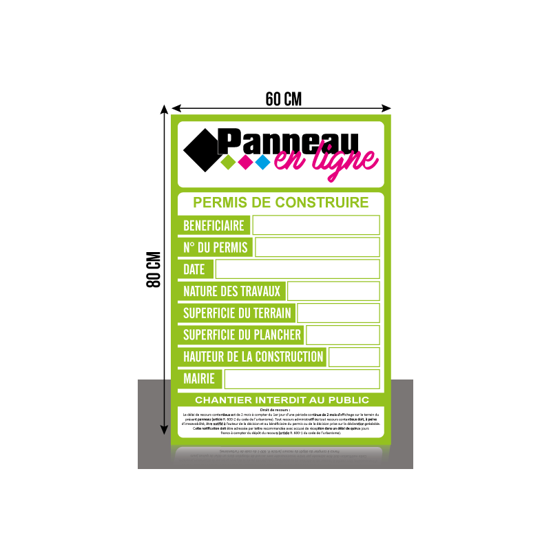 Panneau de chantier 60x80cm à personnaliser | Panneau en Ligne