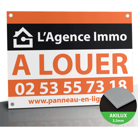 Panneau Immobilier "à louer" en PVC Akilux | Panneau en Ligne