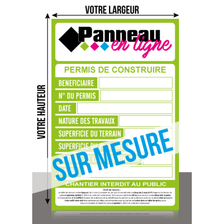 Pancarte en PVC AKylux alvéolé épais 10mm - Sur mesure pour chantier