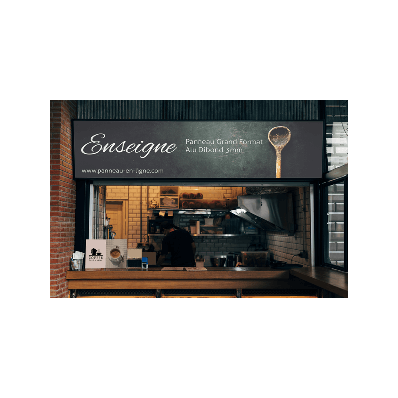 Enseigne en dibond pour devanture de magasin | Panneau en Ligne